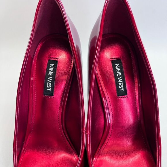 Nine West Faras Slip-On Stiletto Pumps Size 7.5M Red Patent Faux Leather - Picture 10 of 16